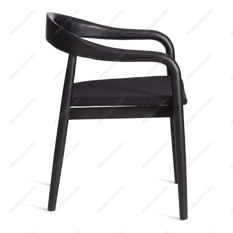 Стул BALDUR, дерево вяз/ткань лен, черный/черный лен, 49х52х76,5 см | изображение 1