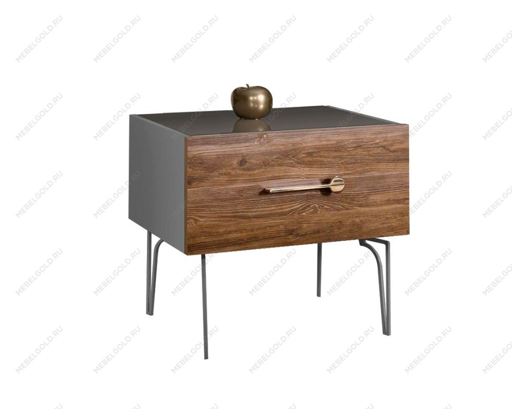 Тумба прикроватная Bogemia Wood Wo (Серый) (Lakobel/Золото) БМТП-1(Wo)