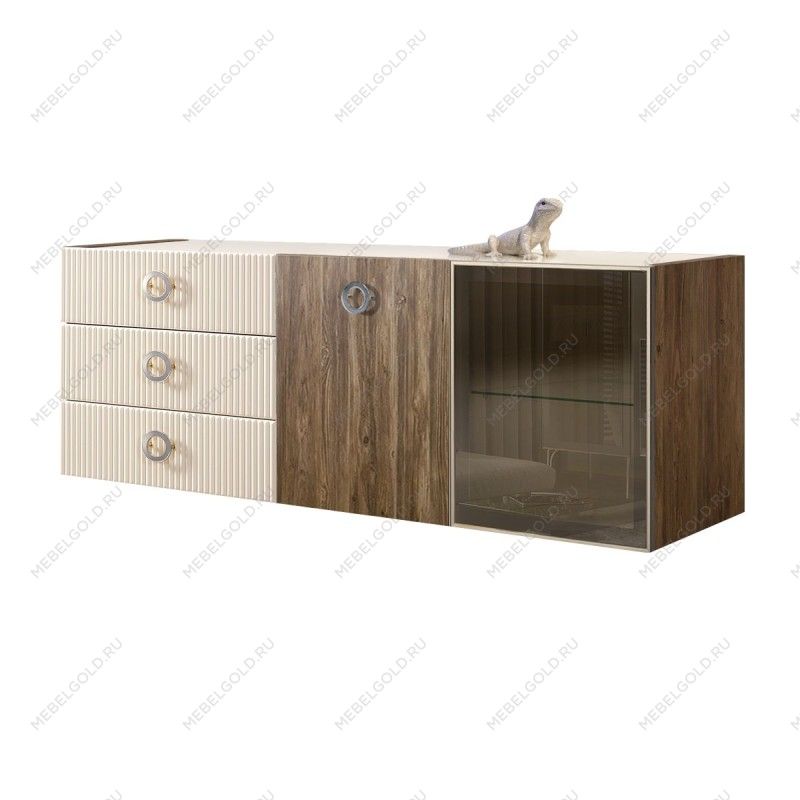 Комод 1.6м Bogemia Woodline Fly Wood Fi (Слоновая кость) (Lakobel/Хром) БМКМ-4[5][10]