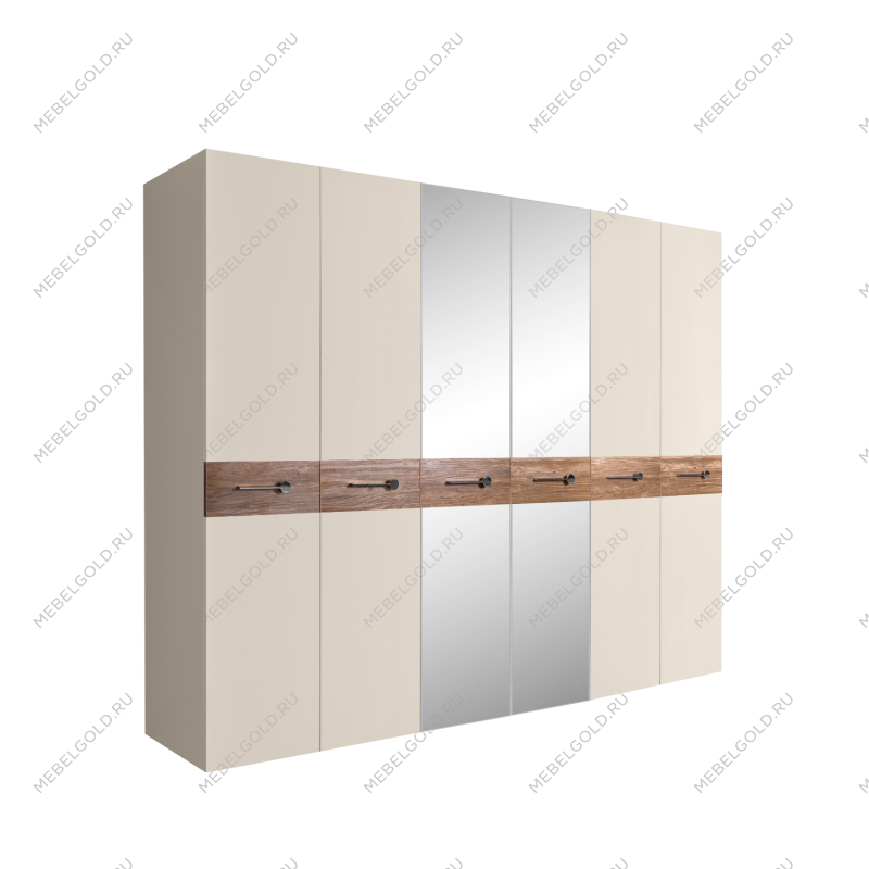 Шкаф 6-ти дв. с зеркалами Bogemia Wood Wo (Слоновая кость/Хром) БМШ1/6(Wo)