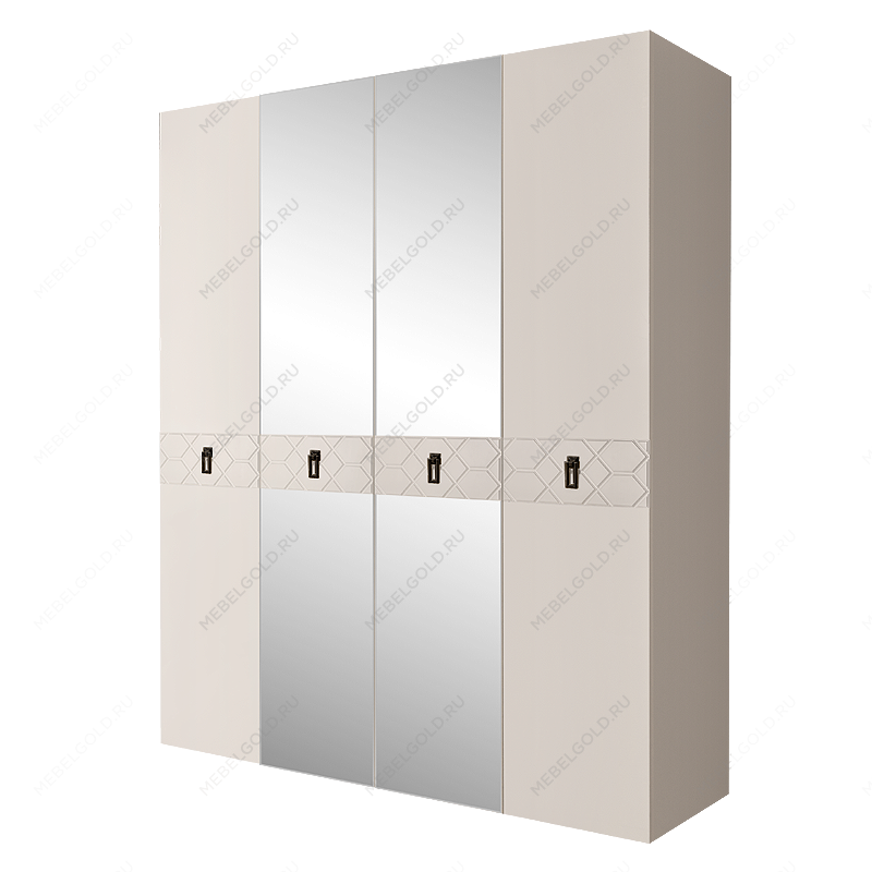 Шкаф 4-х дв. с зеркалами Bogemia Farfalle (Слоновая кость/Черный) БМШ1/4(Fa)