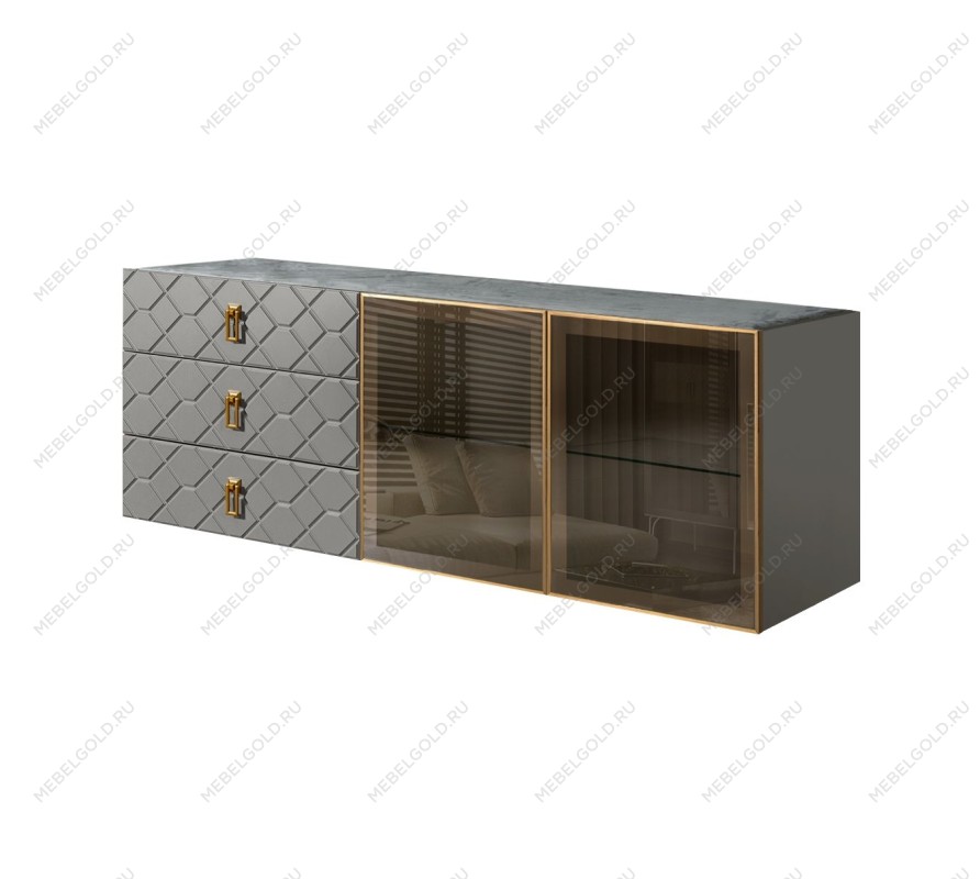 Комод 1.6м Bogemia Fly Farfalle (Серый) (Novabuk/Золото) БМКМ-4[5]