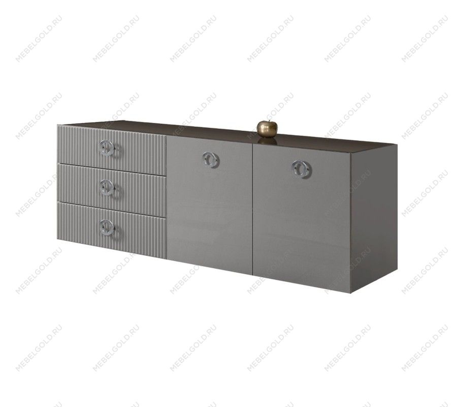 Комод 1.6м Bogemia Fly Fillini (Серый) (Lakobel/Хром) БМКМ-4