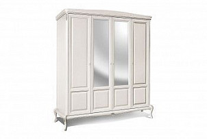 Шкаф для одежды Fleuron 4-х дв. (с зеркалом), альба с серебряной патиной