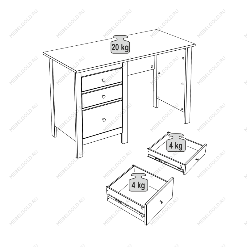 САГА стол письменный 120х56 белый | изображение 2