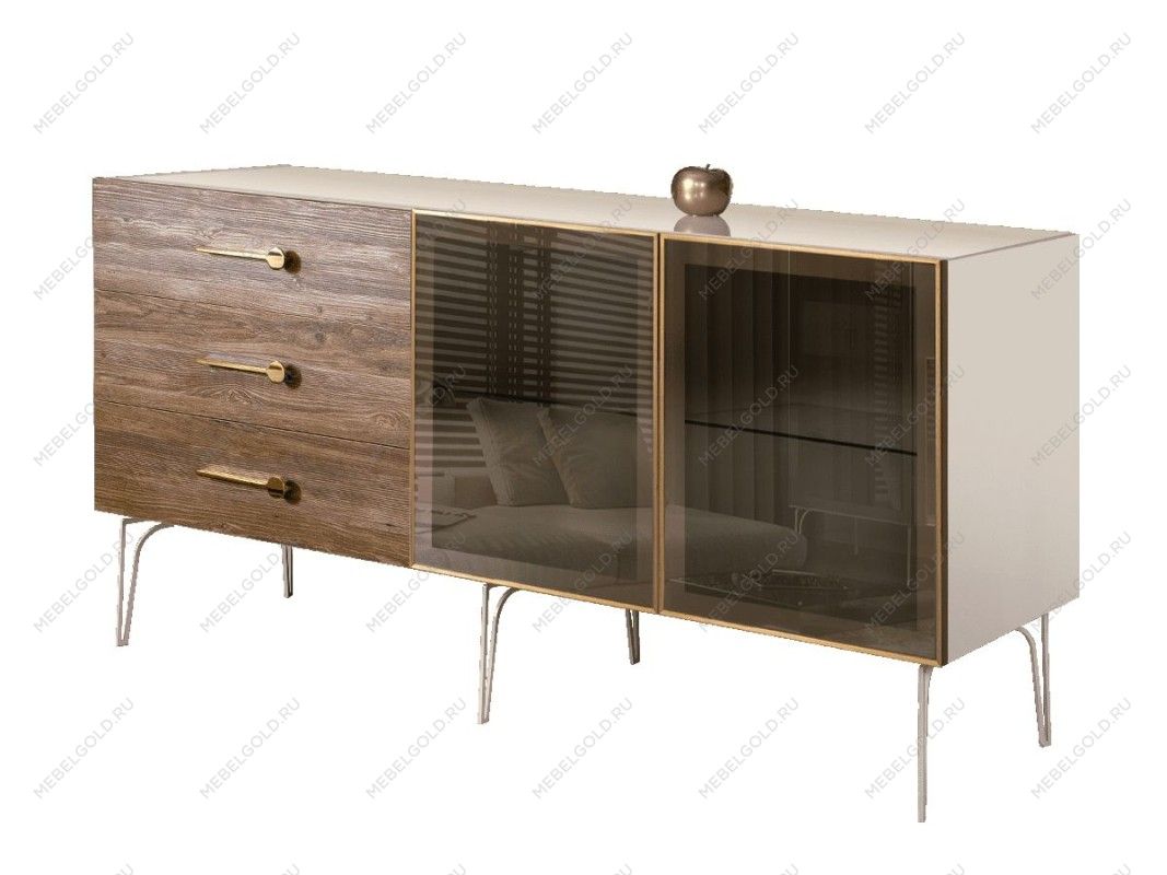 Комод 1.6м Bogemia Wood Wo (Слоновая кость) (Lakobel/Золото) БМКМ-4(Wo)[5]