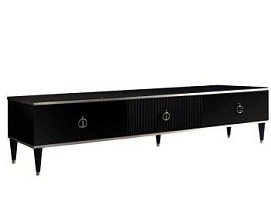 Тумба под телевизор 3 ящика Римини СОЛО (Черный/Серебро) РМТ-4(s)