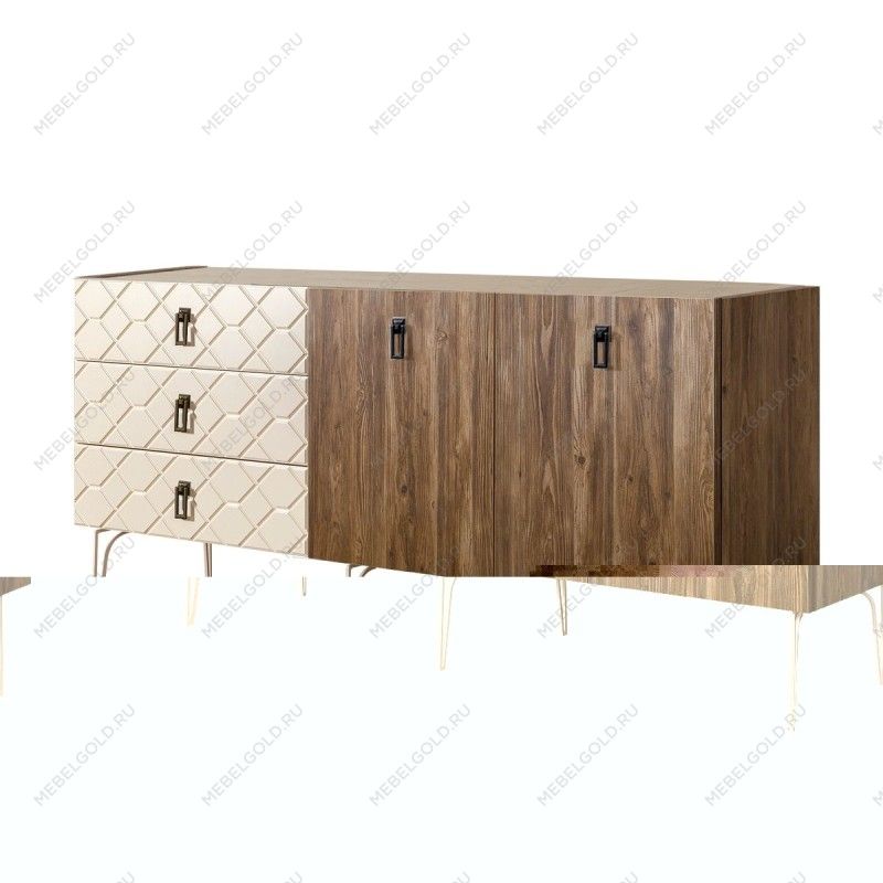 Комод 1.6м Bogemia Woodline Wood Fa (Слоновая кость) (Novabuk/Черный) БМКМ-4