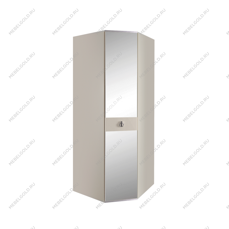 Шкаф угловой с зеркалом Римини СОЛО (Слоновая кость/Серебро) РМШУ1/1(s)