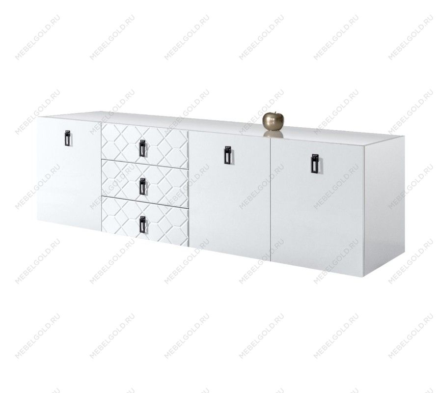 Комод 2.1м Bogemia Fly Farfalle (Белый) (Lakobel/Черный) БМКМ-5