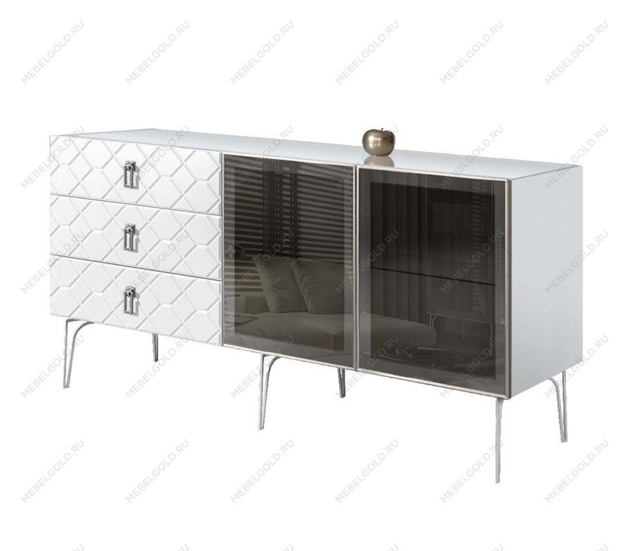 Комод 1.6м Bogemia Farfalle (Белый) (Lakobel/Хром) БМКМ-4(Fa)[5]