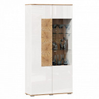 Шкаф двухстворчатый со стеклом 920 Фиджи (левый Дуб Золотой/Белый)