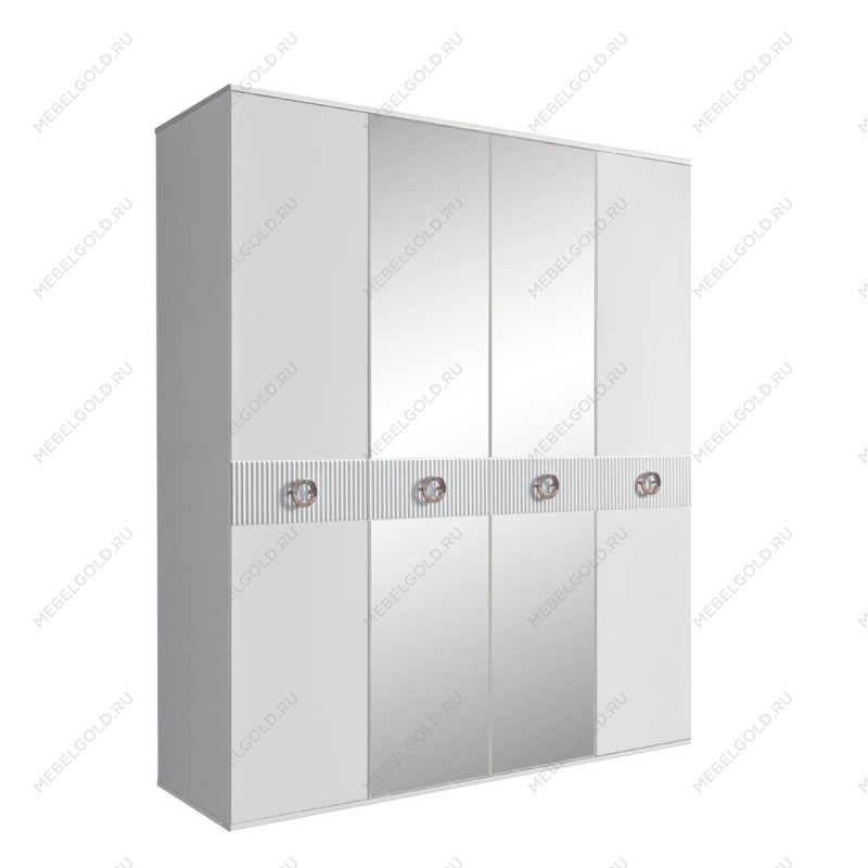 Шкаф 4-х дв. с зеркалами Bogemia Fillini (Белый/Хром) БМШ1/4(Fi)