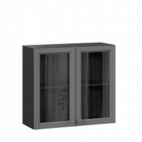 Джулия Шкаф кухонный 800 со стеклом (Чёрный/Оникс серый)