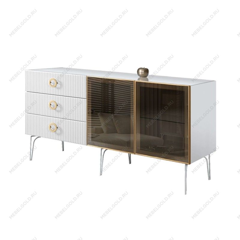 Комод 1.6м Bogemia Fillini (Белый) (Lakobel/Золото) БМКМ-4(Fi)[5]