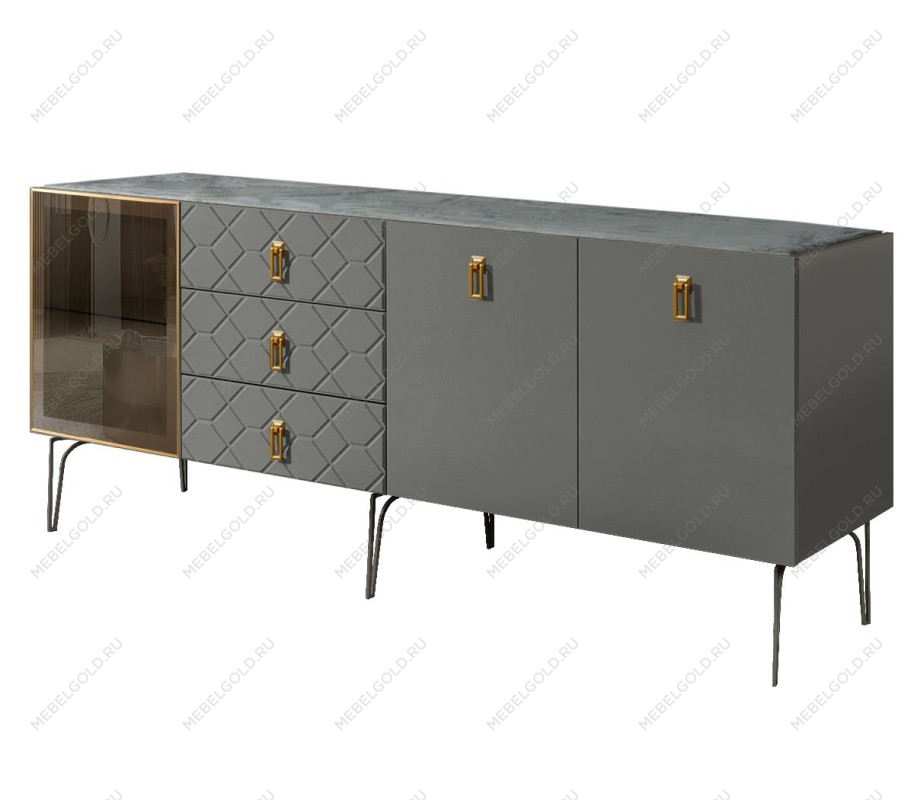 Комод 2.1м Bogemia Farfalle (Серый) (Novabuk/Золото) БМКМ-5(Fa)[4]