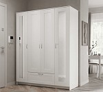 БРИМНЭС / СИРИУС Шкаф ИКЕА / IKEA комбинированный 4 двери и 1 ящик белый (с 2 зеркалами) | изображение 4