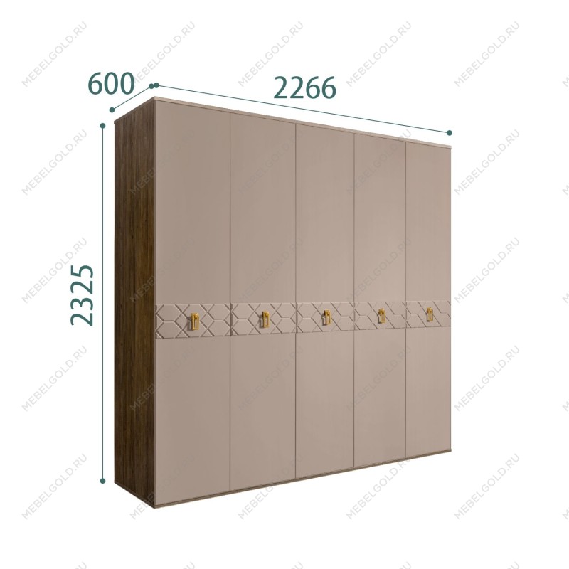 Шкаф 5-ти дв. Bogemia Woodline Fa (Мокка/Золото) БМШ2/5(Fa)