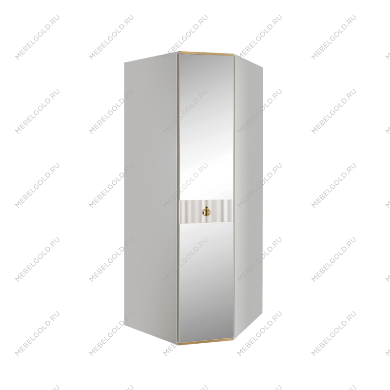 Шкаф угловой с зеркалом Римини СОЛО (Белый/Золото) РМШУ1/1(s)