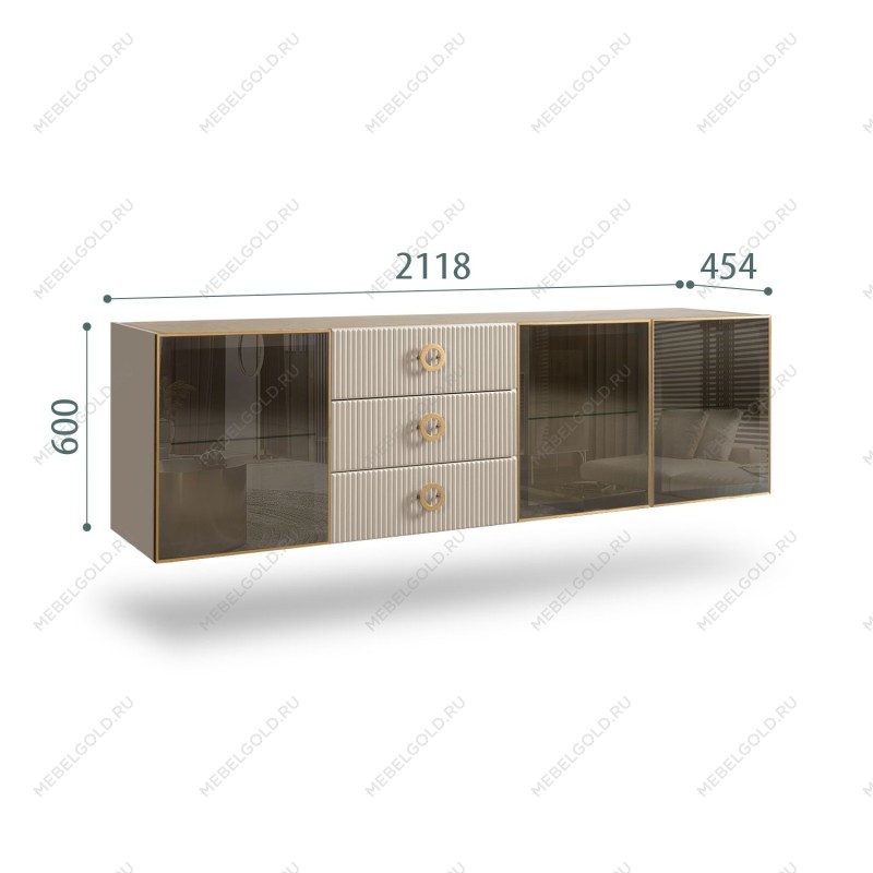 Комод 2.1м Bogemia Fly Fi (Ваниль) (Novabuk/Золото) БМКМ-5[5]