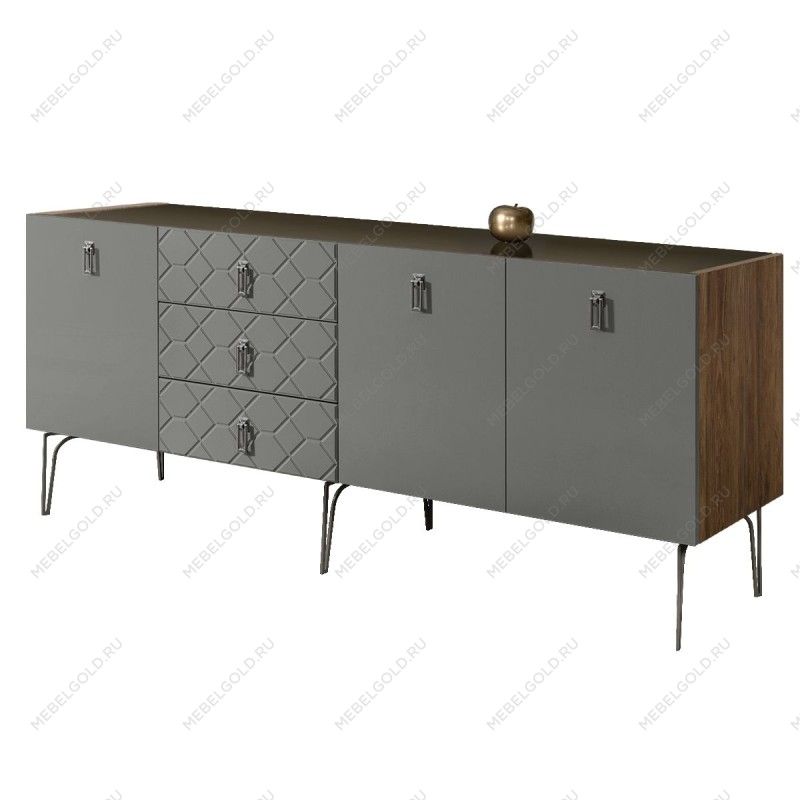 Комод 2.1м Bogemia Woodline Fa (Серый) (Lakobel/Хром) БМКМ-5