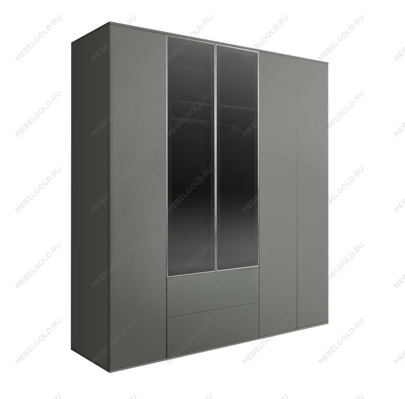 Шкаф 5-ти дв. с ящиками Bogemia Air (Серый/Серебро) БМШ2/52(2)