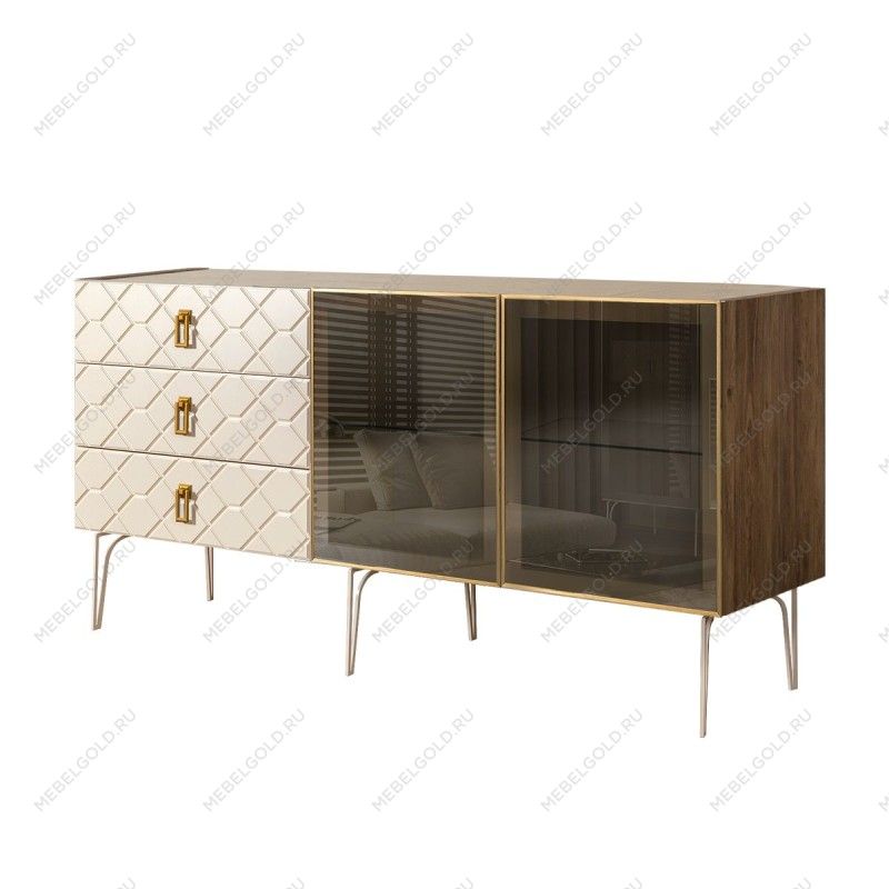 Комод 1.6м Bogemia Woodline Fa (Слоновая кость) (Novabuk/Золото) БМКМ-4[5]