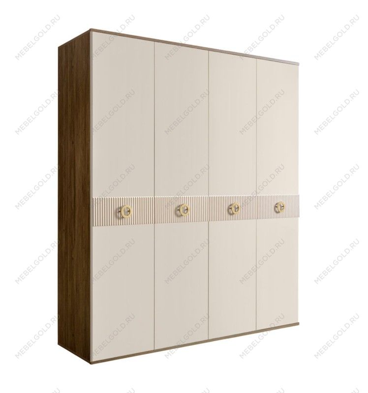 Шкаф 4-х дверный Bogemia Woodline Fi (Слоновая кость/Золото) БМШ2/4