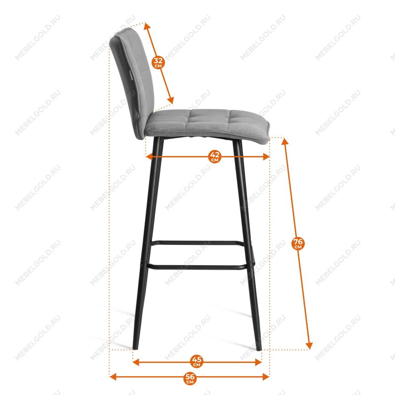 Барный стул Bari/Бари, экокожа, черный, 45х56х110 см | изображение 17