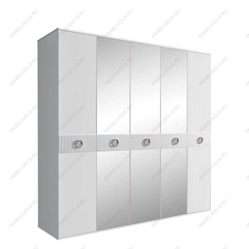 Шкаф 5-ти дв. с зеркалами Bogemia Fillini (Белый/Хром) БМШ1/5(Fi)