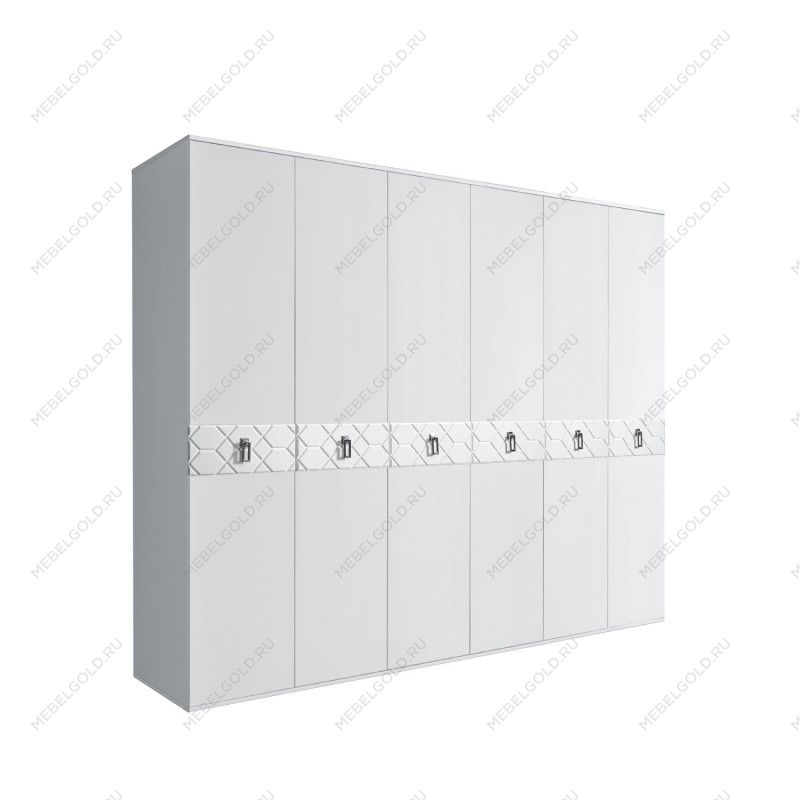 Шкаф 6-ти дв. Bogemia Farfalle (Белый/Хром) БМШ2/6(Fa)