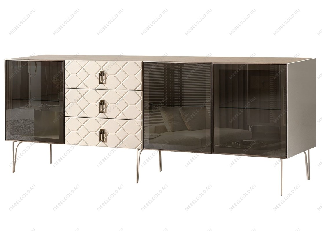 Комод 2.1м Bogemia Farfalle (Слоновая кость) (Novabuk/Черный) БМКМ-5(Fa)[5]