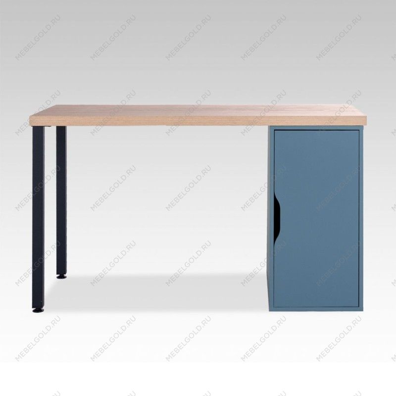 ИНГАР 2/ДВ/T стол письменный 140x75x55, дуб беленый/серо-бирюзовый/черный | изображение 1