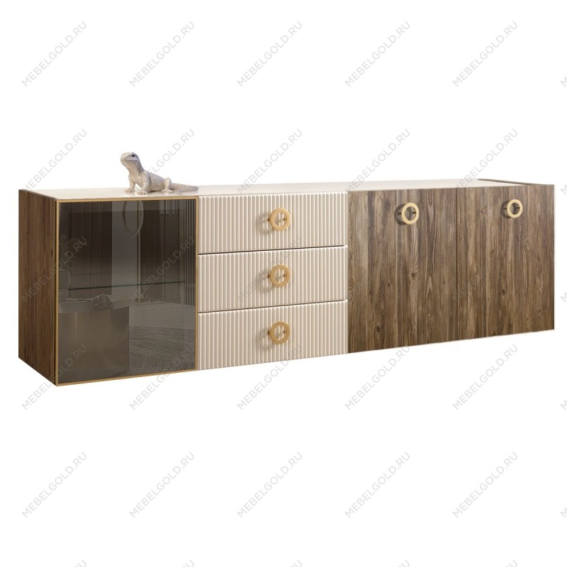 Комод 2.1м Bogemia Woodline Fly Wood Fi (Слоновая кость) (Lakobel/Золото) БМКМ-5[4]