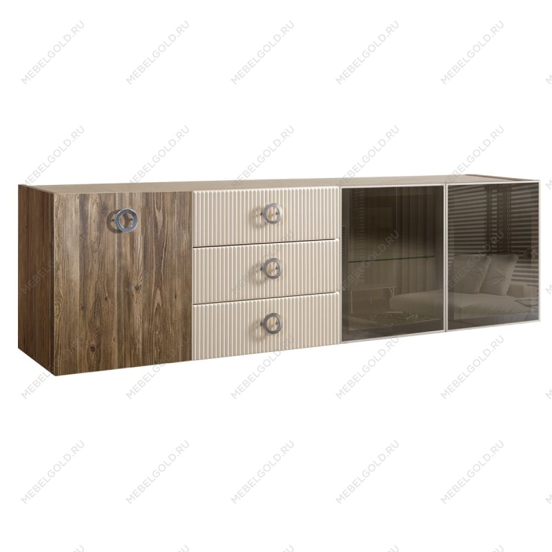 Комод 2.1м Bogemia Woodline Fly Wood Fi (Слоновая кость) (Novabuk/Хром) БМКМ-5[5][10]