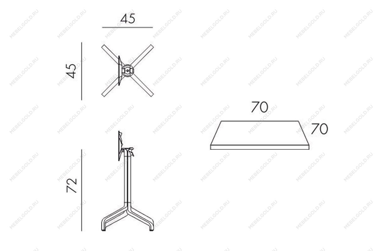 Стол складной квадратный Frasca Mini 70*70, белый (база + столешница) | изображение 8
