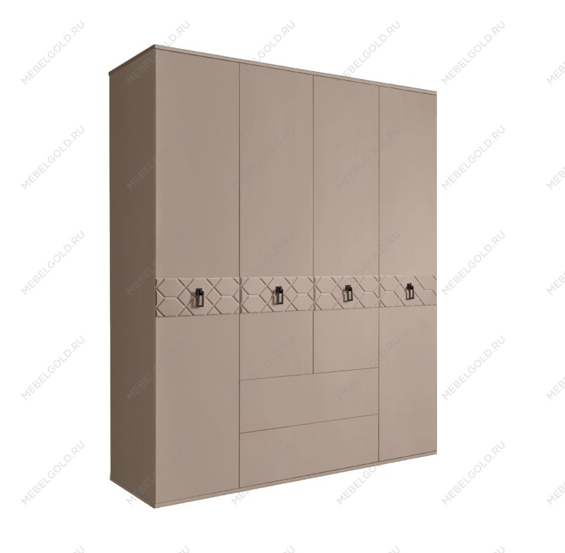 Шкаф 4-х дверный с ящиками, Bogemia Farfalle (Мокка/Черный) БМШ2/41(Fa)