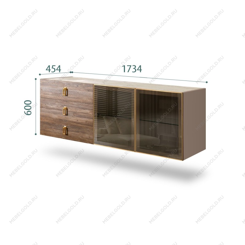 Комод 1.6м Bogemia Fly Wood Fa (Мокка) (Novabuk/Золото) БМКМ-4[5]