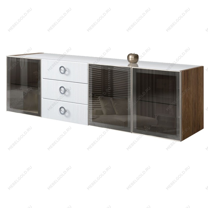 Комод 2.1м Bogemia Woodline Fly Fi (Белый) (Lakobel/Хром) БМКМ-5[5]