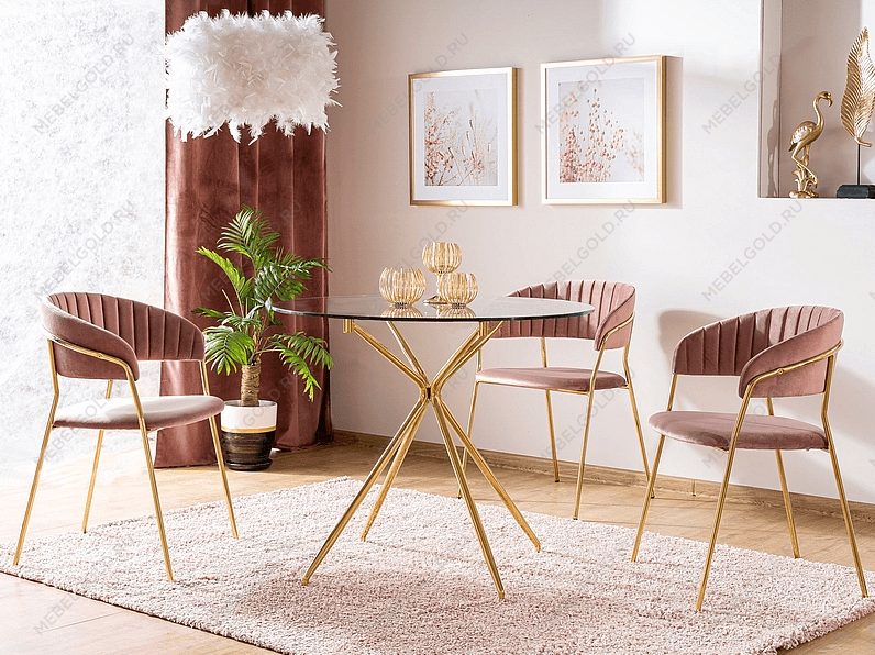 Стол обеденный Signal AZALIA (прозрачный/золотой) | изображение 1