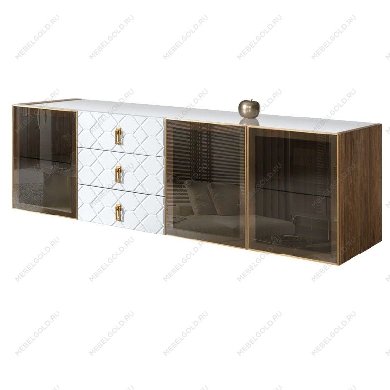 Комод 2.1м Bogemia Woodline Fly Fa (Белый) (Lakobel/Золото) БМКМ-5[5]