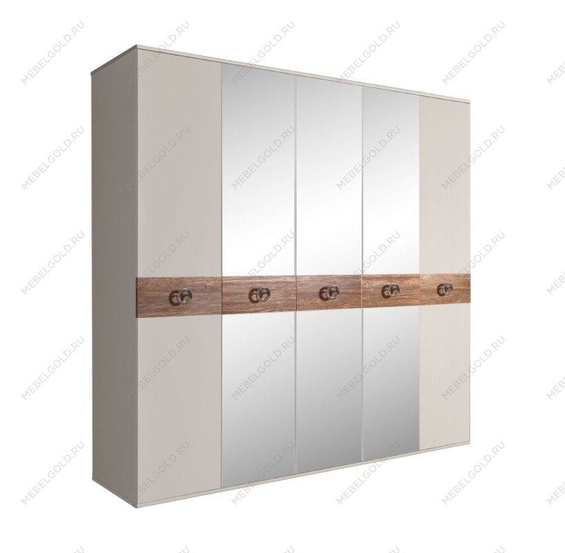 Шкаф 5-ти дв. с зеркалами Bogemia Wood Fi (Шелк/Хром) БМШ1/5(Wo)