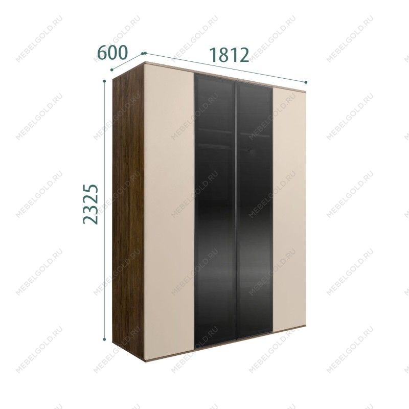 Шкаф 4-х дв. с ящиками Bogemia Woodline Air (Ваниль/Черный) БМШ2/42(2)