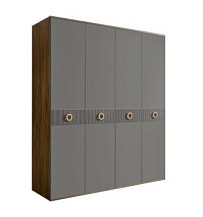 Шкаф 4-х дверный Bogemia Woodline Fi (Серый/Золото) БМШ2/4