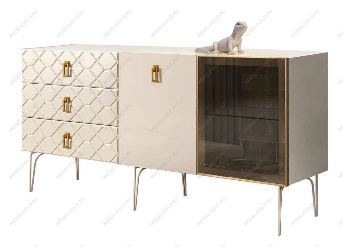 Комод 1.6м Bogemia Farfalle (Слоновая кость) (Lakobel/Золото) БМКМ-4(Fa)[5][10]