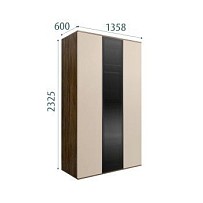 Шкаф 3-х дверный Bogemia Woodline Air (Ваниль/Черный) БМШ2/3(1)