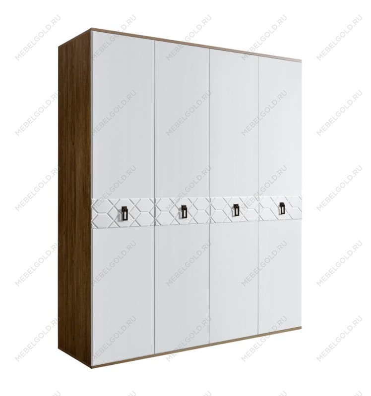 Шкаф 4-х дверный Bogemia Woodline Fa (Белый/Черный) БМШ2/4