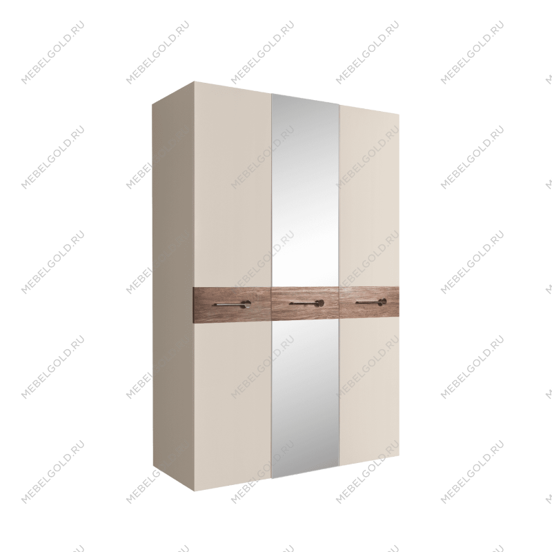 Шкаф 3-х дверный с зеркалом Bogemia Wood Wo (Слоновая кость/Хром) БМШ1/3(Wo)