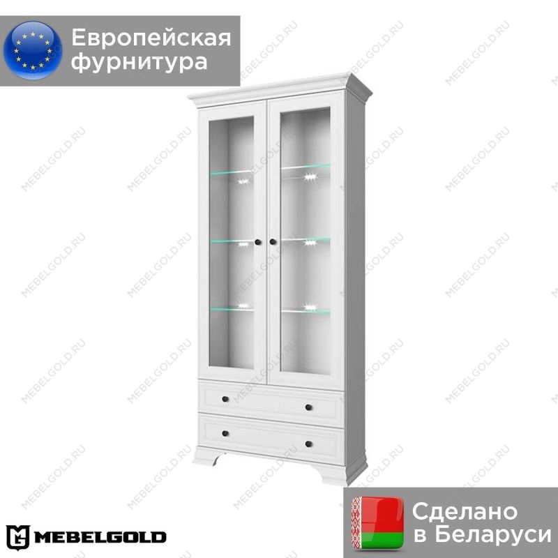 Шкаф с витриной Тиффани 2V2S белый | изображение 1