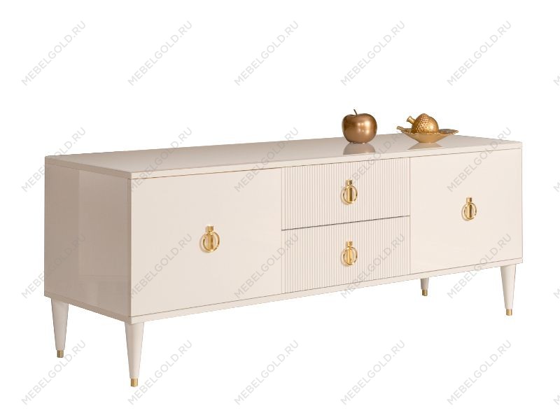 Тумба под телевизор Римини СОЛО (Бежевый/Золото) РМТ-3(s)